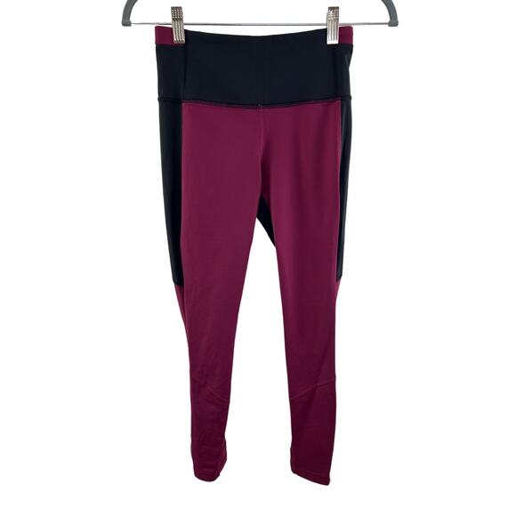 LULULEMON Burgundy Black High Waist Women's Athletic Leggings Size 4 - Picture 1 of 7